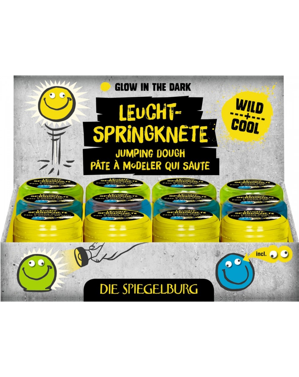 Stuiterende klei glow in the dark met oogjes