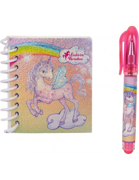 Mini schrijfset met gelpen in mini tasje regenboog