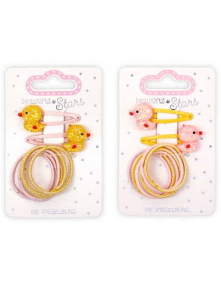 Haarclip en elastiek eendjes