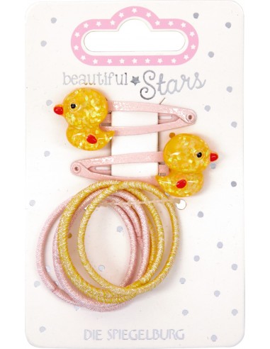 Haarclip en elastiek eendjes