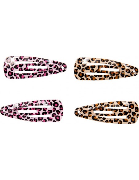 Metalen haarclips luipaardprint set van 4