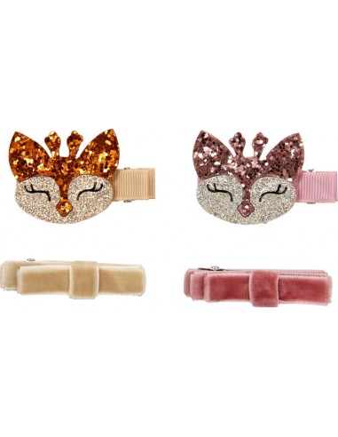 Metalen haarclips glitter hertje en strik set...