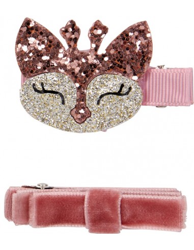 Metalen haarclips glitter hertje en strik set...