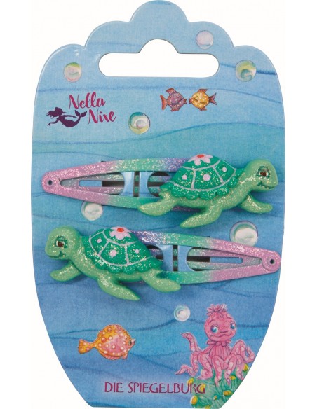 Metalen haarclips schildpad glitter set van 2