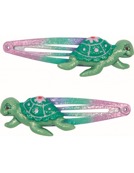 Metalen haarclips schildpad glitter set van 2