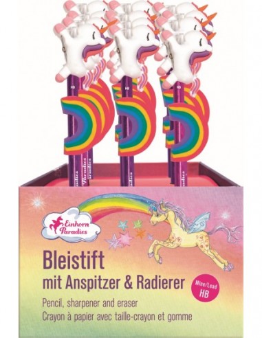 Potlood met puntenslijper & gum eenhoorn 2 designs