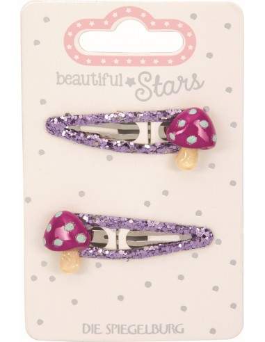 Metalen haarclips paddenstoel set van 2