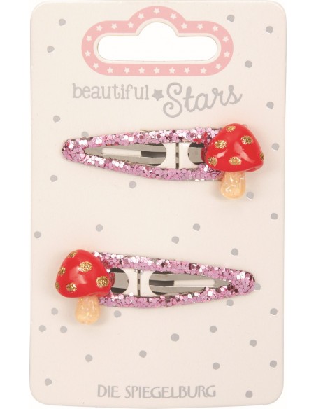 Metalen haarclips paddenstoel set van 2