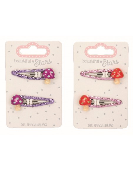 Metalen haarclips paddenstoel set van 2