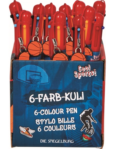 Balpen basketbal schrijft in 6 kleuren Cool Sports
