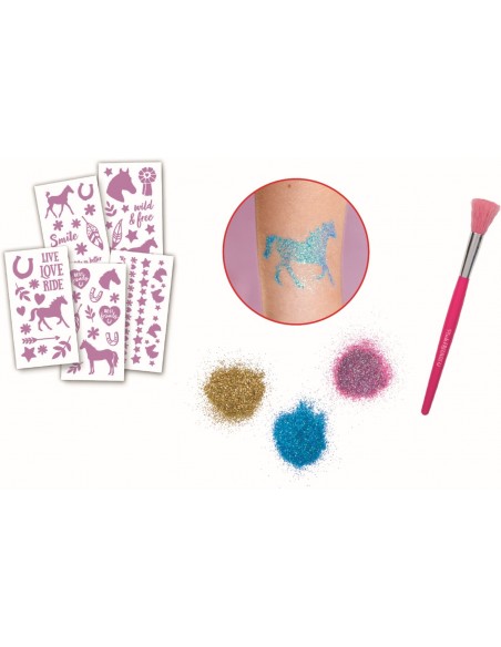 DIY tatoeages glitter paard tattoo