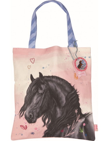 Katoenen schoudertas paard 31 x 36 cm