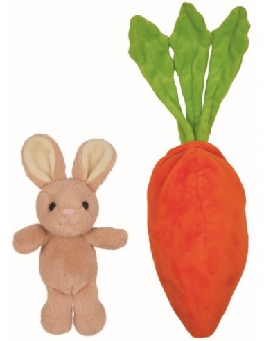 Knuffel haas Frieda in een wortel