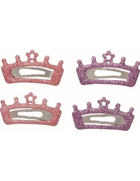 Metalen haarclips kroon glitter set van 4