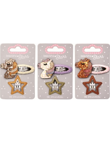 Metalen haarclips paard glitter set van 2