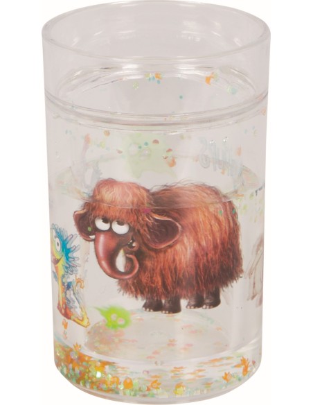 Glitterbeker mert zwevende deeltjes