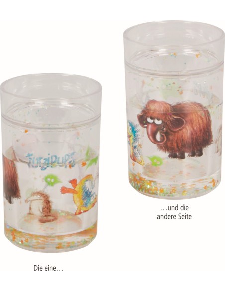 Glitterbeker mert zwevende deeltjes