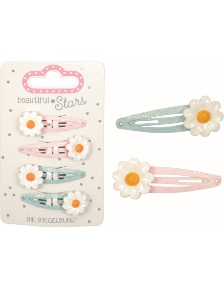 Metalen haarclips bloemen set van 4