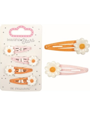 Metalen haarclips bloemen set van 4