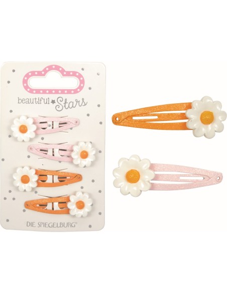 Metalen haarclips bloemen set van 4