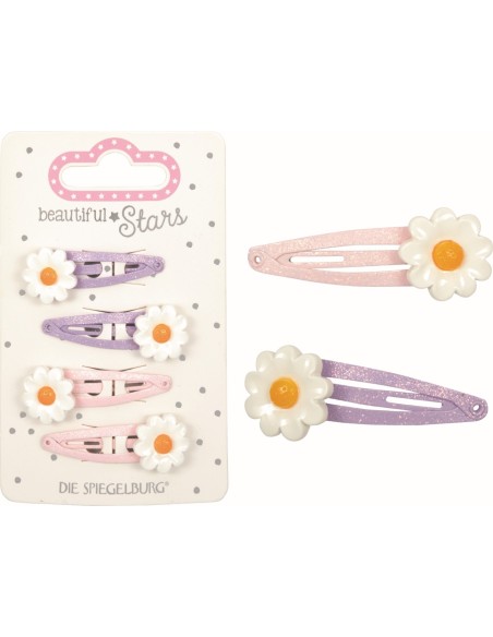 Metalen haarclips bloemen set van 4