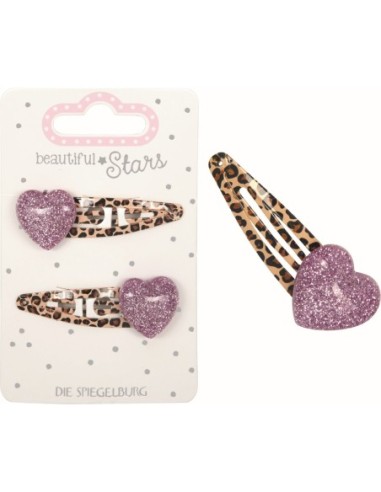 Metalen haarclips hartje set van 2