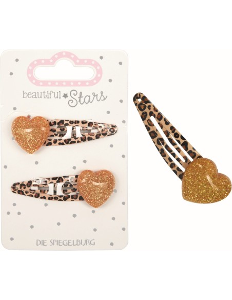 Metalen haarclips hartje set van 2