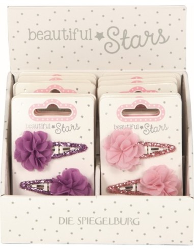 Metalen haarclips bloemen met tule set van 2