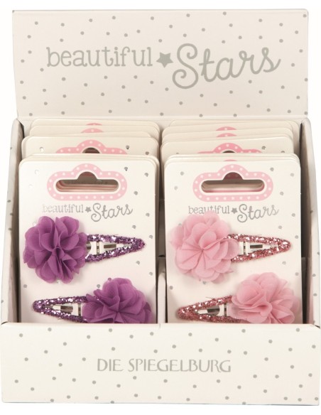 Metalen haarclips bloemen met tule set van 2