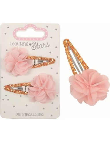 Metalen haarclips bloemen met tule set van 2