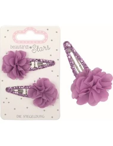 Metalen haarclips bloemen met tule set van 2