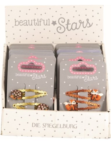 Metalen haarclips Hertje Egel of Vos set van 2