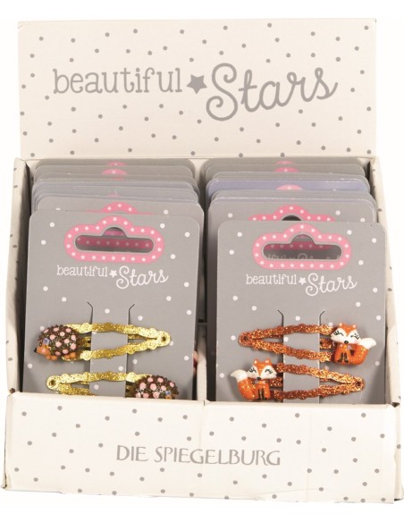 Metalen haarclips Hertje Egel of Vos set van 2