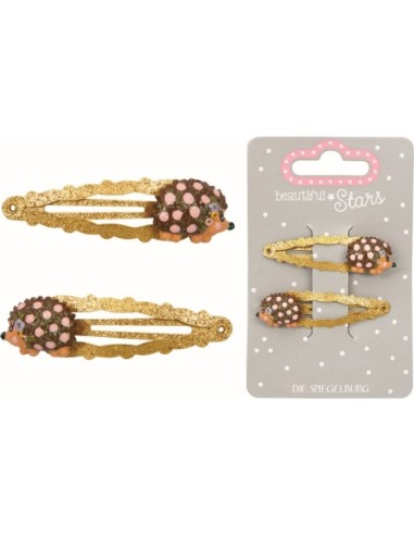 Metalen haarclips Hertje Egel of Vos set van 2