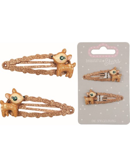 Metalen haarclips Hertje Egel of Vos set van 2