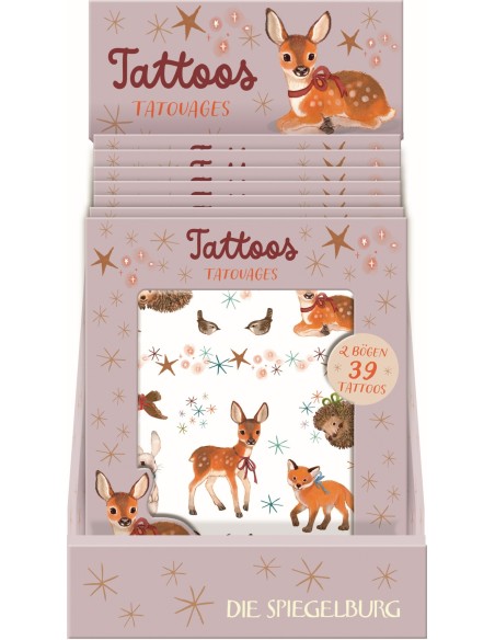 Tatoeages winterdieren in het kerstbos tattoo