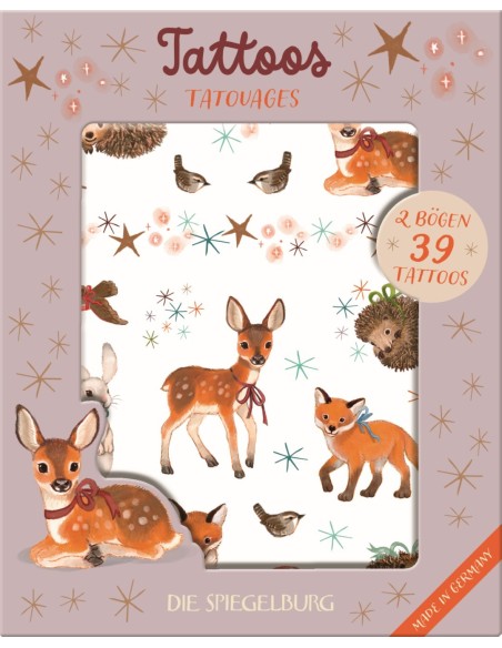 Tatoeages winterdieren in het kerstbos tattoo