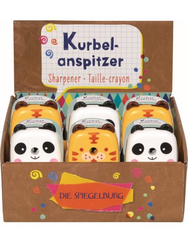 Puntenslijper met draaihendel Panda en Tijger -...