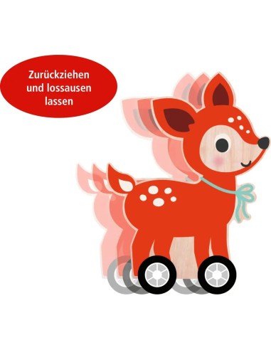 Kerst houten diertje met terugtrek mechaniek 3...