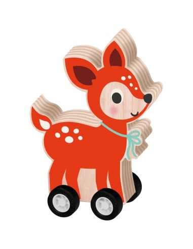 Kerst houten diertje met terugtrek mechaniek 3...