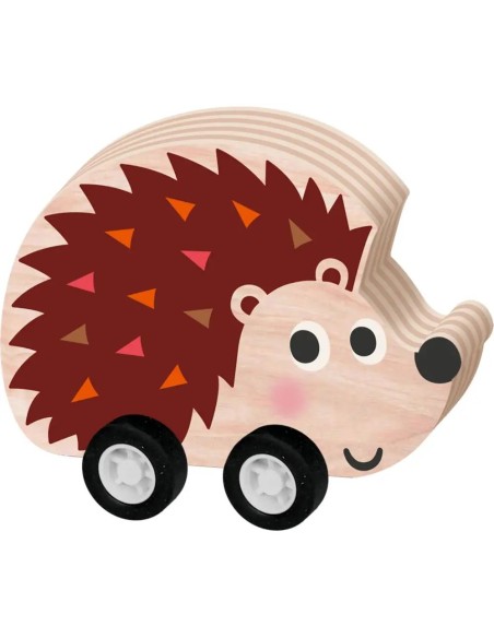 Kerst houten diertje met terugtrek mechaniek 3 designs