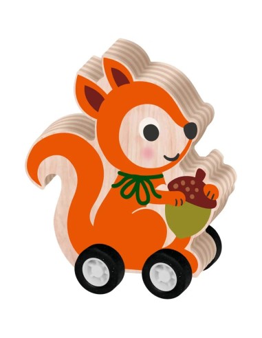 Kerst houten diertje met terugtrek mechaniek 3...