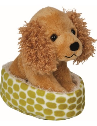 Knuffel hond cocker spaniel in mand