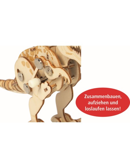 Houten bouwpakket - opwindbare dino T-Rex