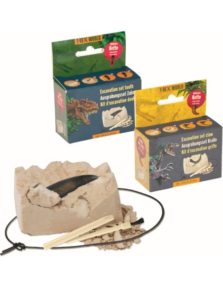 Mini uitgraafset dino fossiel met ketting 2 designs