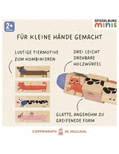 Draaibare houten puzzel van  4 dieren met geluid