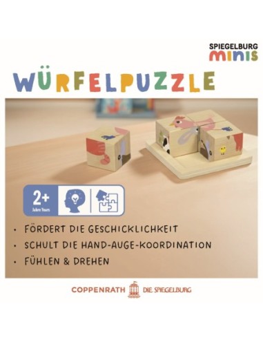 Houten blokpuzzel van 4 blokjes dieren