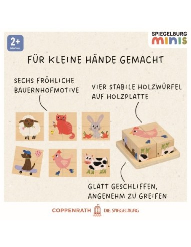 Houten blokpuzzel van 4 blokjes dieren