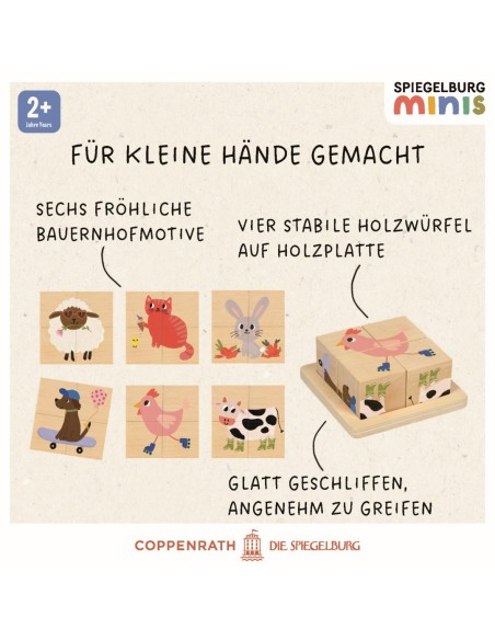 Houten blokpuzzel van 4 blokjes dieren