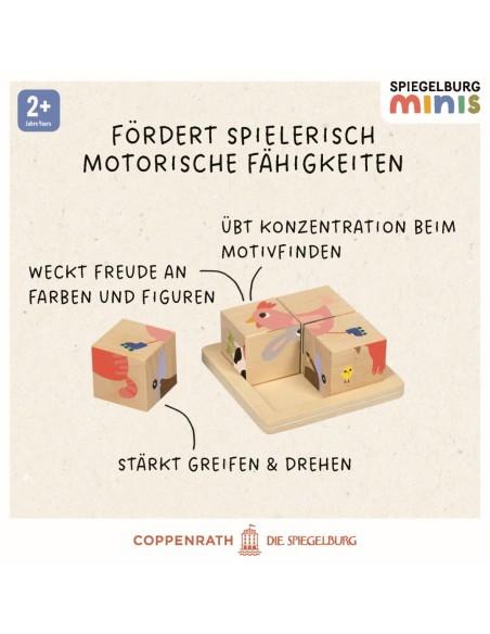 Houten blokpuzzel van 4 blokjes dieren